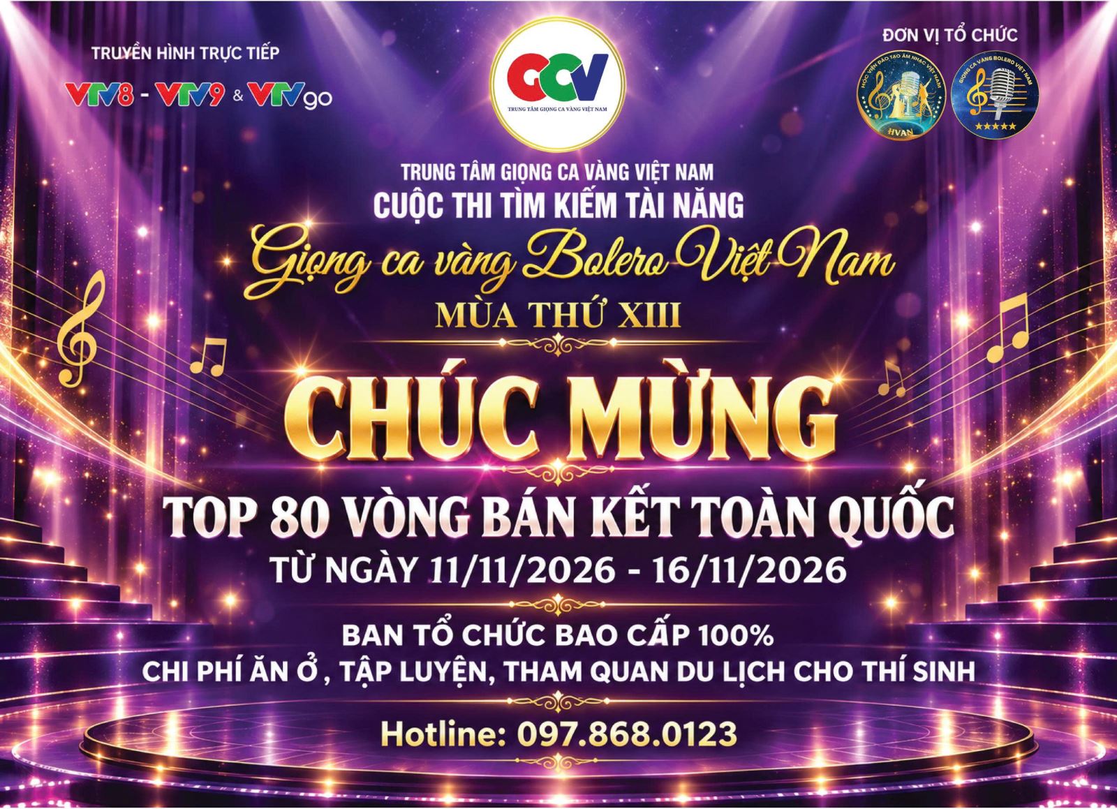 Giọng ca vàng Bolero Việt Nam mùa XIII: Top 80 sẵn sàng tranh tài tại Bán kết